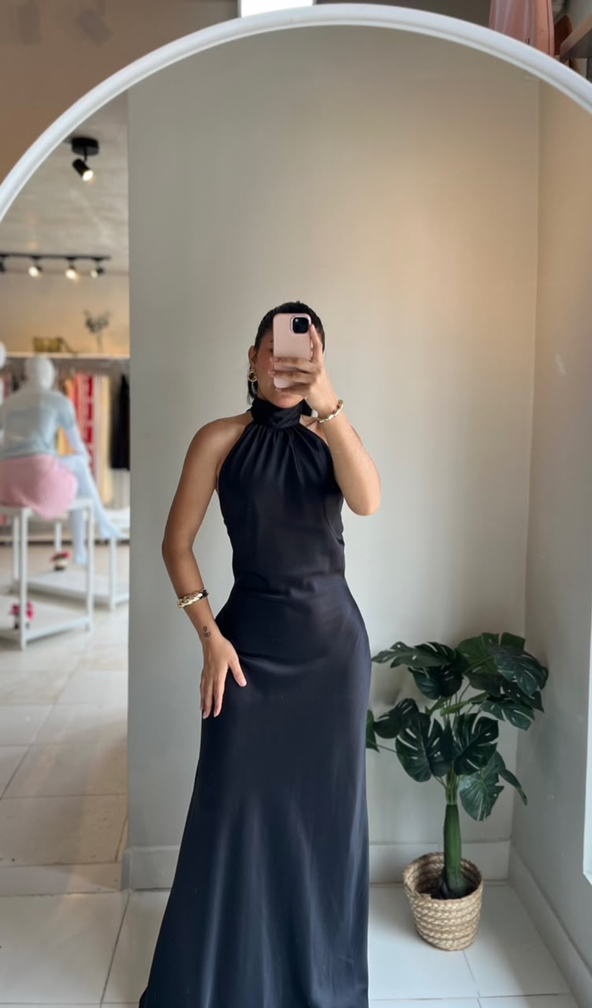 Vestido satin halter  - 2