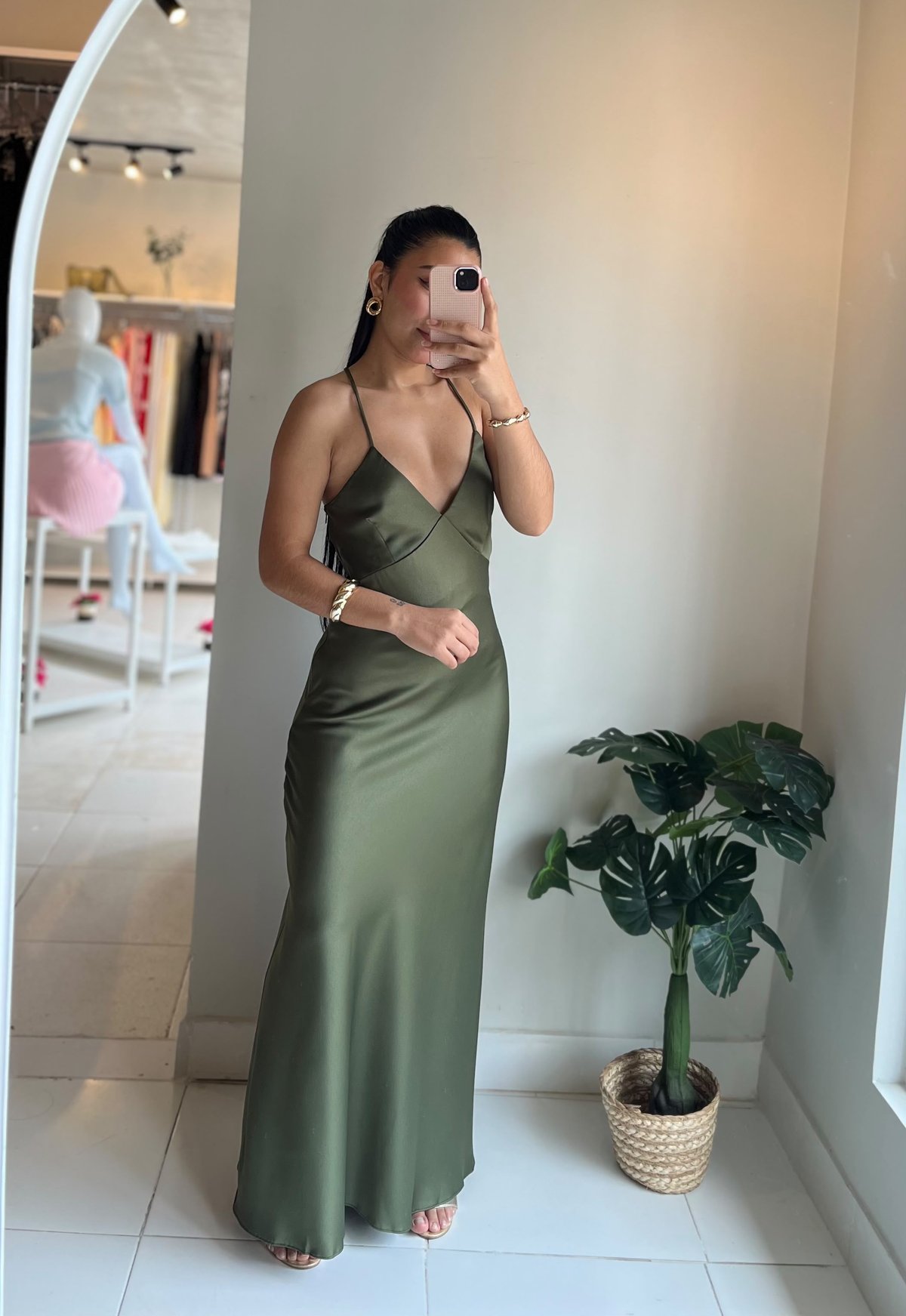Vestido satin c/ tiras  - 2