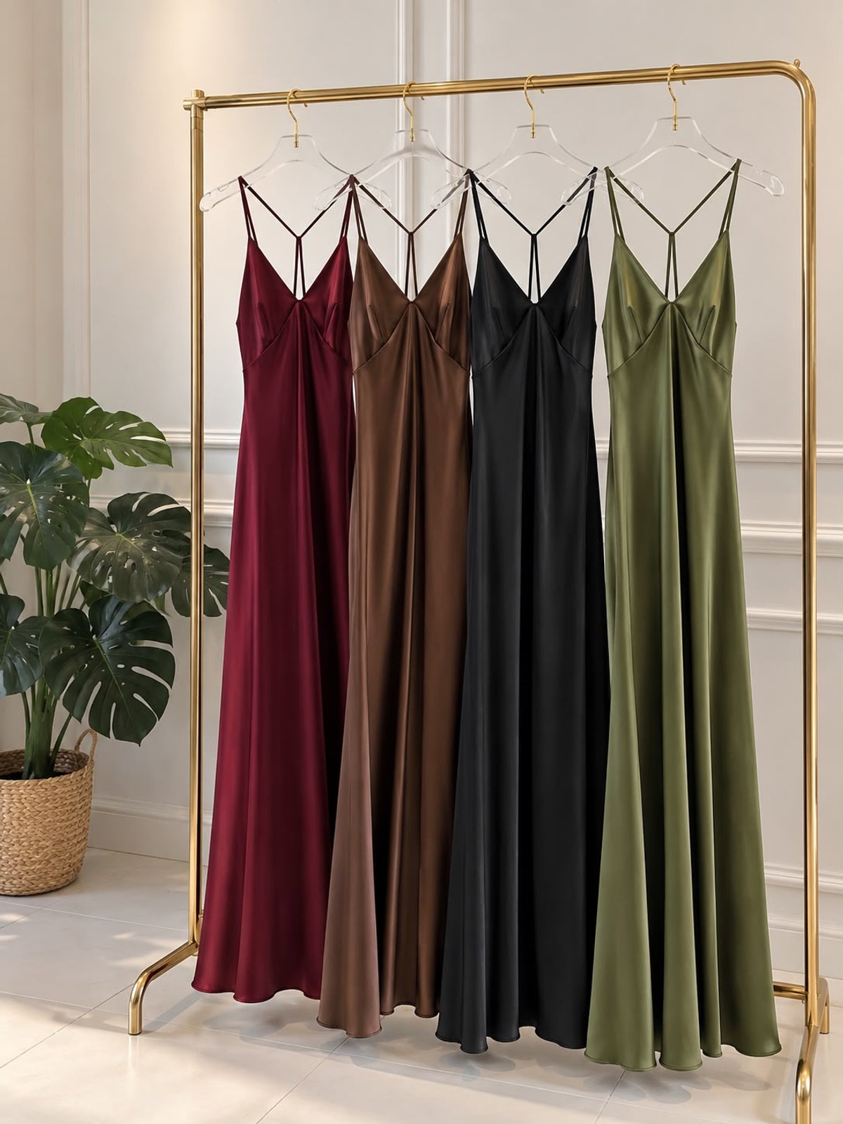 Vestido satin c/ tiras 