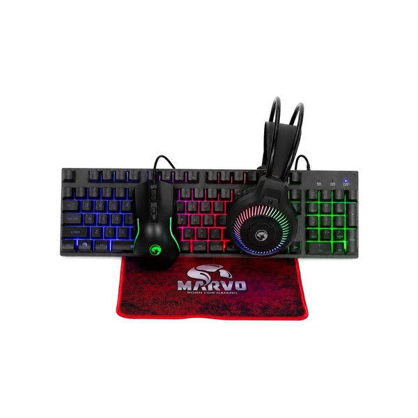 Combo Teclado + Mouse + Auricular + Mousepad Marvo CM416EN