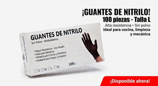 Guantes de Nitrilo Negro Sin Polvo