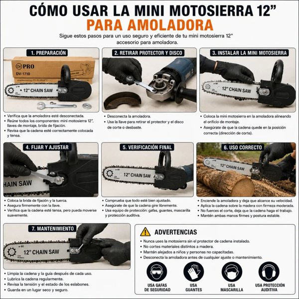 ADAPTADOR DE MOTOSIERRA PARA AMOLADORA