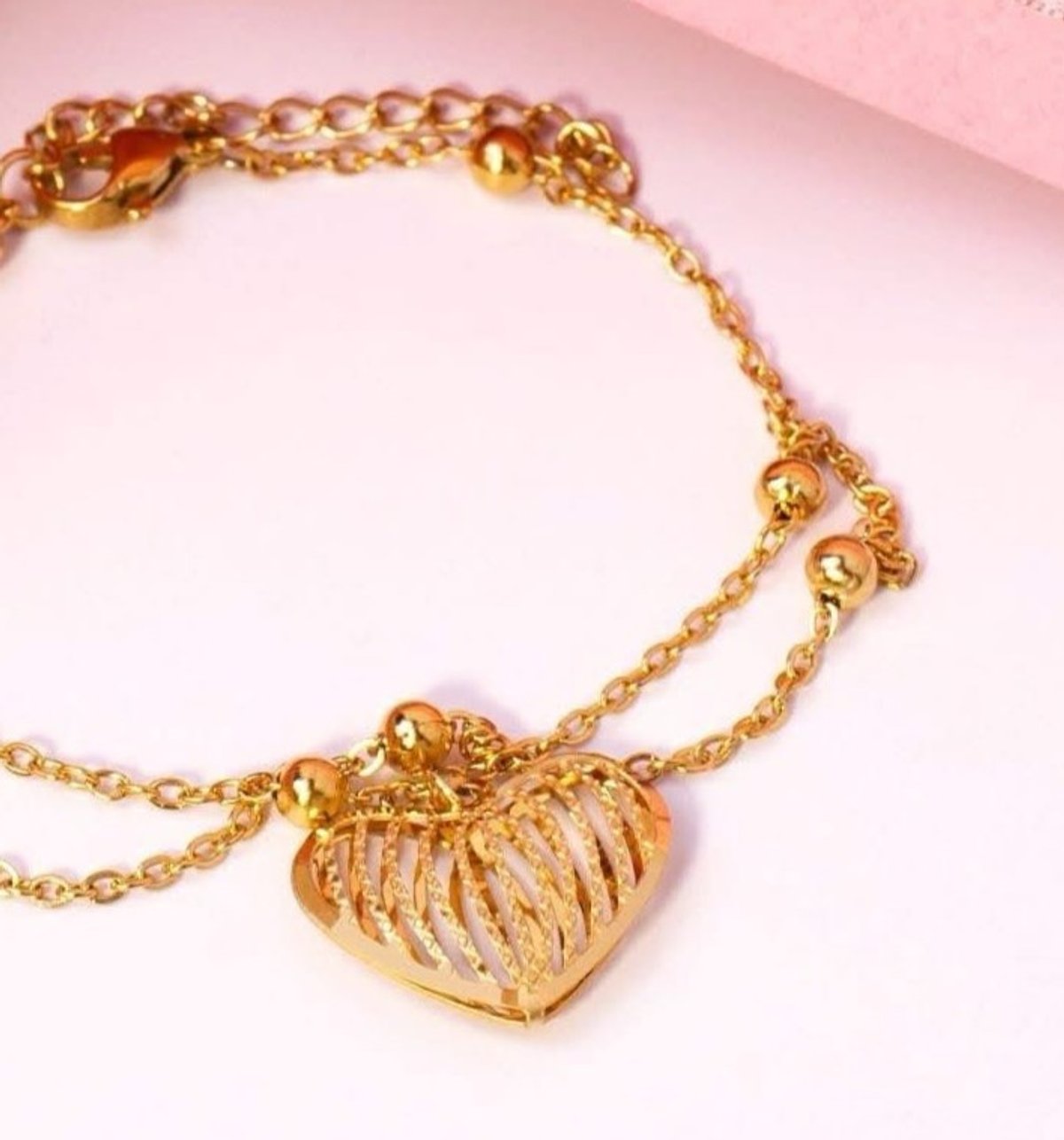 Pulsera doble con dije de corazón - 2