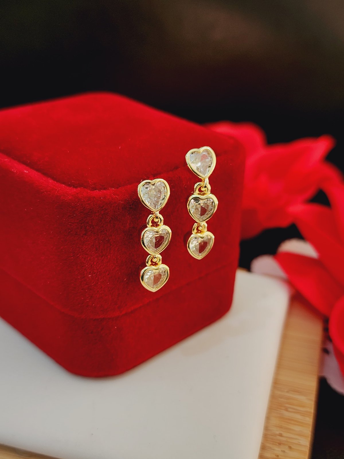 Aritos colgantes Bañados en oro 18k - 2