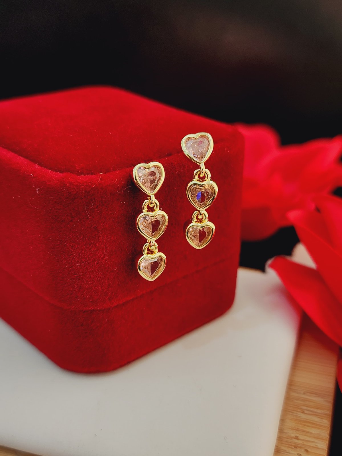 Aritos colgantes Bañados en oro 18k - 3