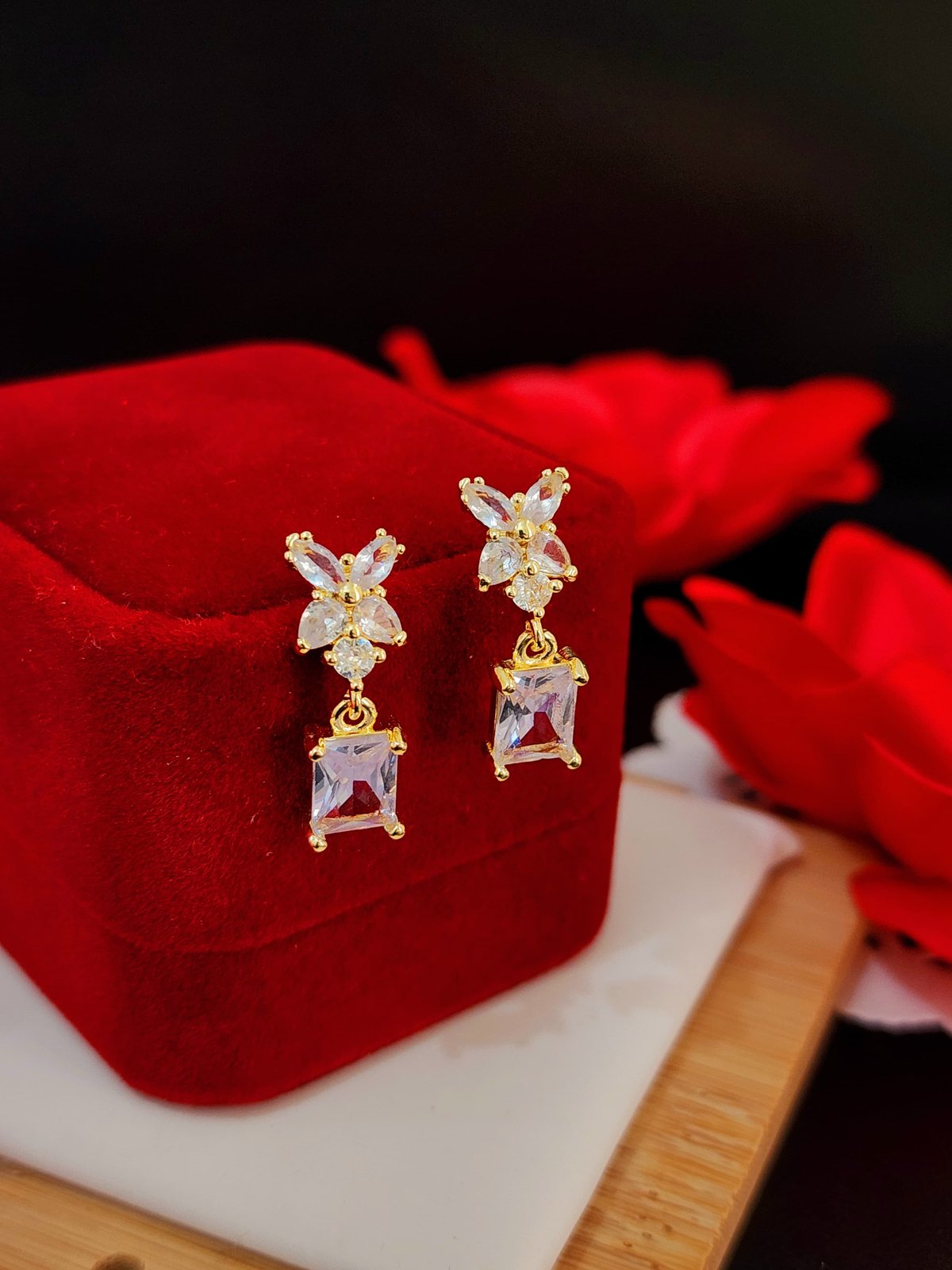 Aritos colgantes Bañados en oro 18k