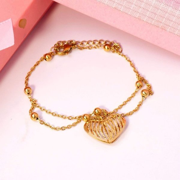 Pulsera doble con dije de corazón