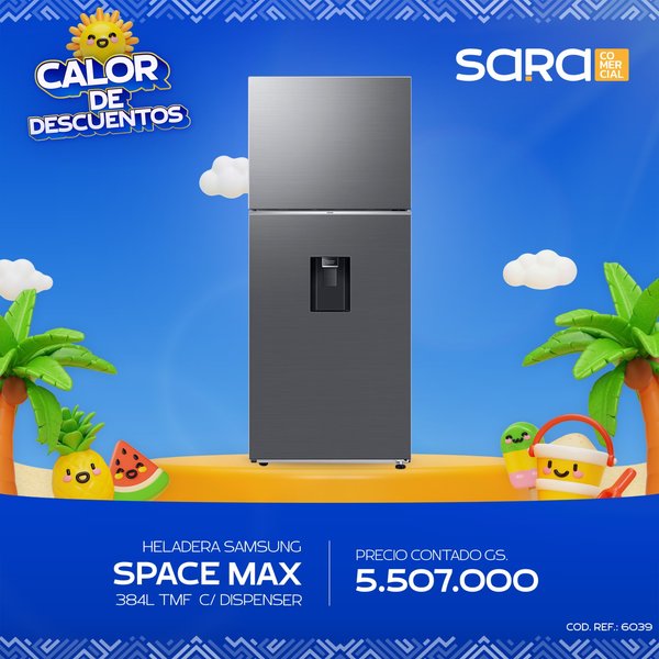 Heladera Samsung 384L Space Max c/ Dispenser Silver 