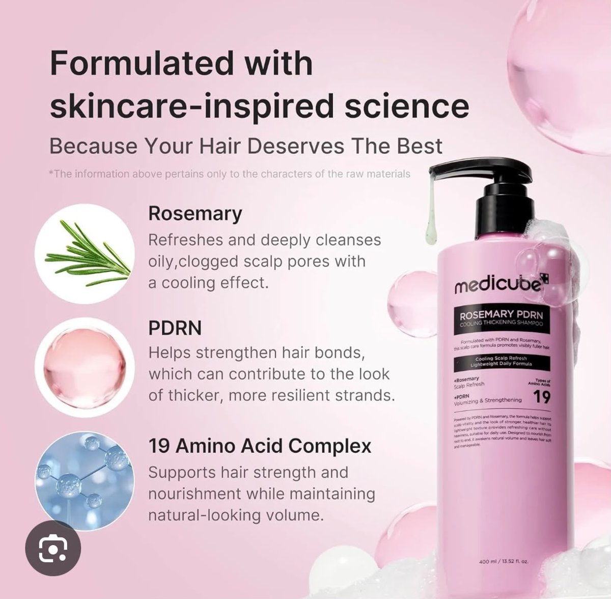 MEDICUBE ROSEMARY PDRN COLLING SHAMPOO 400ML - 3