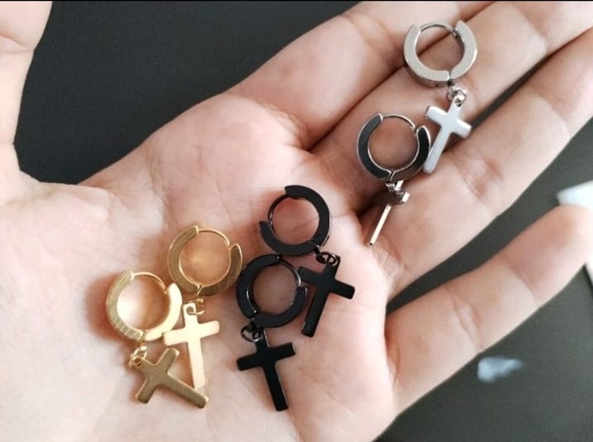 Aros con colgante de cruz - 2