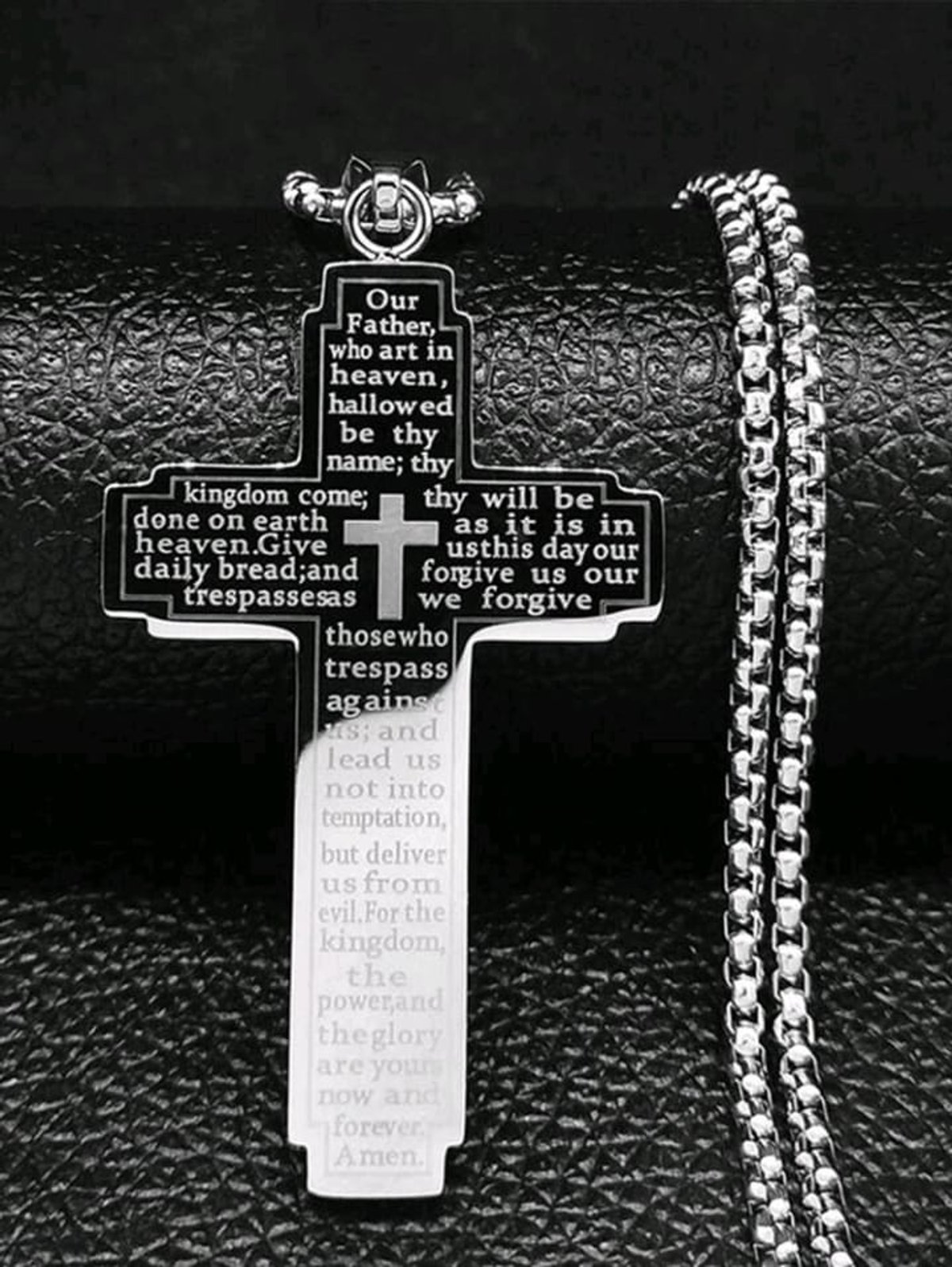 Collar con colgante de cruz con El Padre Nuestro - 2