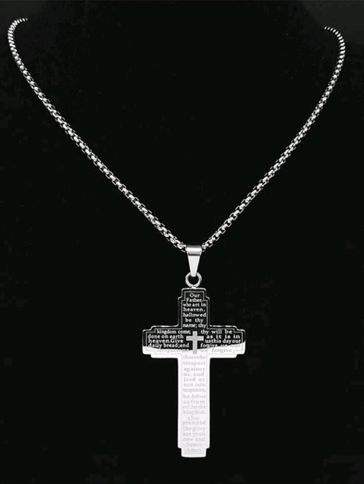 Collar con colgante de cruz con El Padre Nuestro - 3