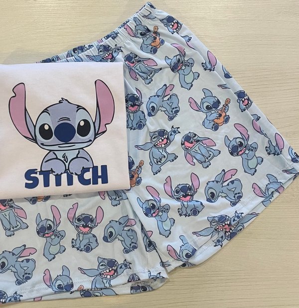 Conjunto corto-  STITCH CELESTE KIDS 