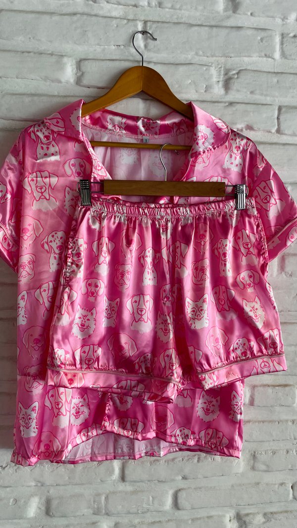 Camisero short- DOG SATIN 