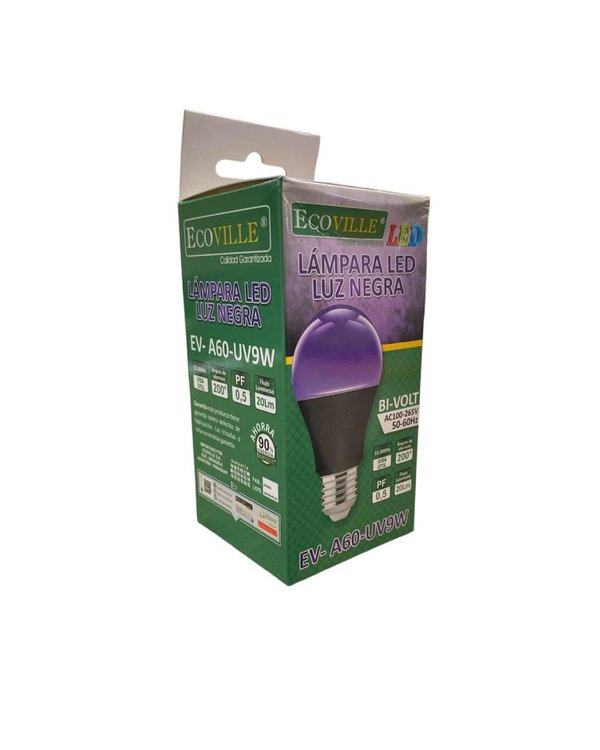 Lampara LED Luz Negra 9W UV A60 Ecoville