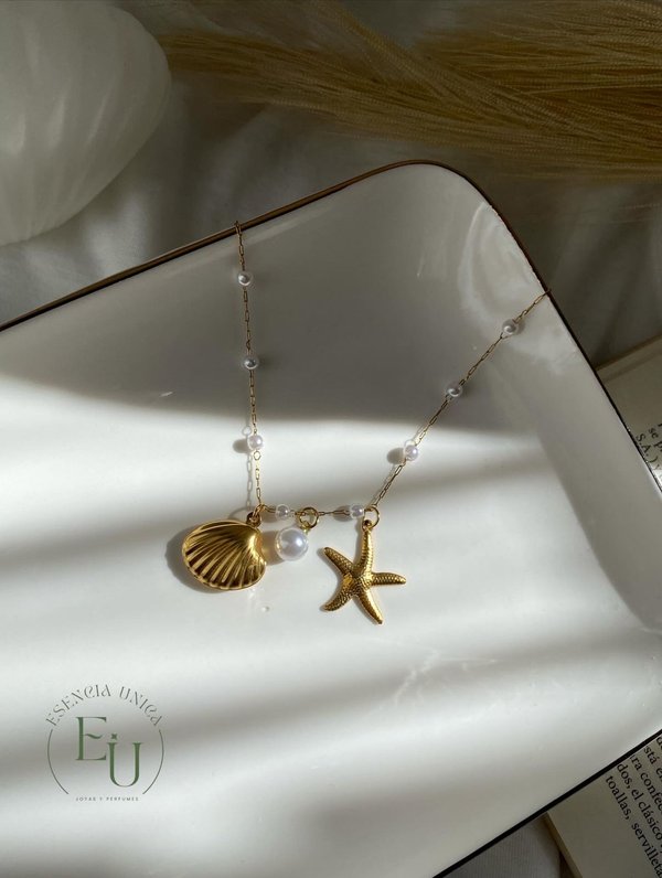 Collar Estrella de Mar y Perlas