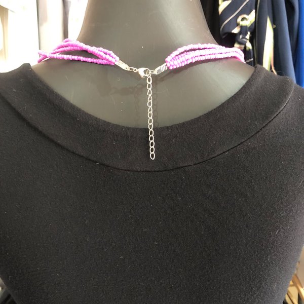 Collar Multihebras Rosa/Fucsia de Mostacillas