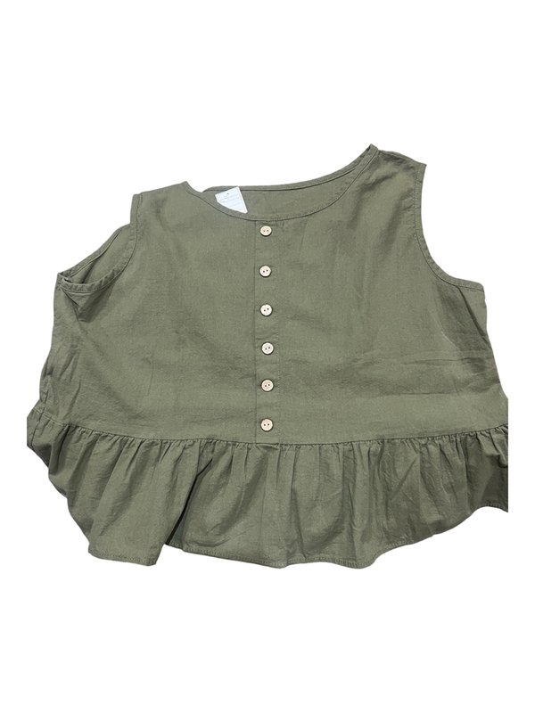 Blusa Cemento Verde Oliva con Volado y Botones - Talle G