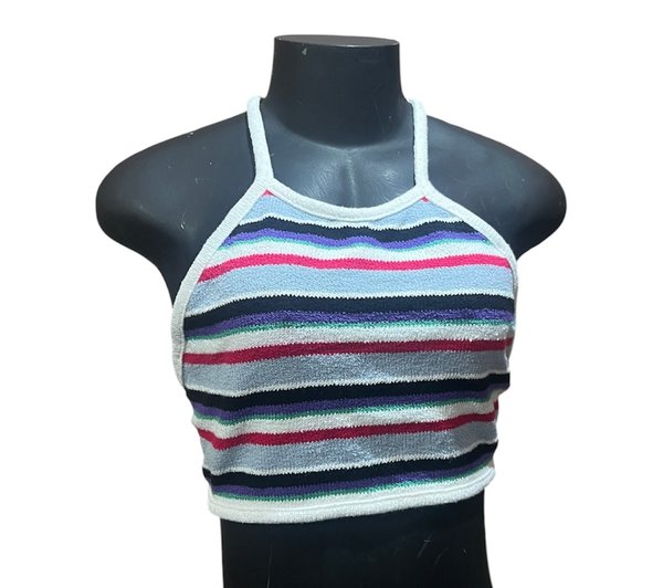 Crop Top Halter Rayado de Punto - Talle P⁠