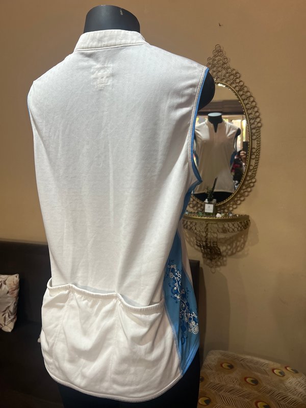 Camiseta Deportiva de Ciclismo Cannondale Blanca y Celeste - Talle G⁠