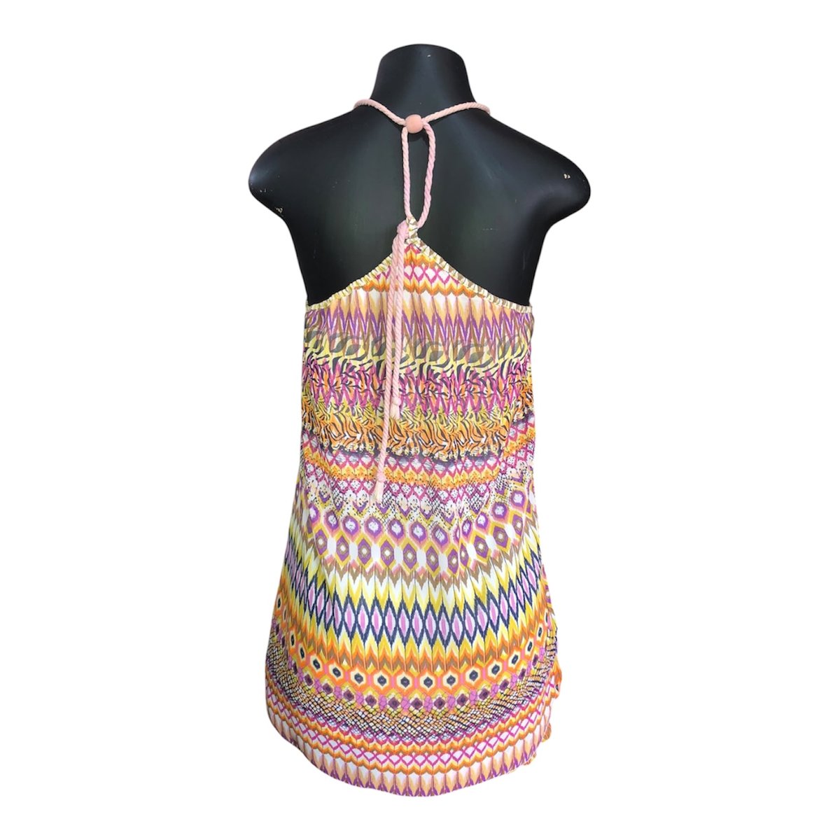 Vestido Halter Corto con Estampado Étnico Multicolor - 2