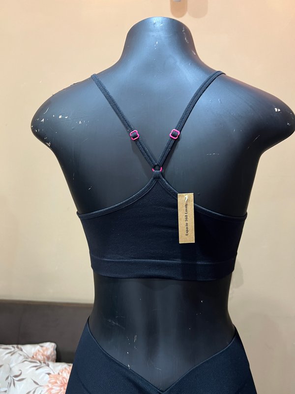 Top Deportivo Bralette Negro con Espalda Cruzada - Talle G/XG