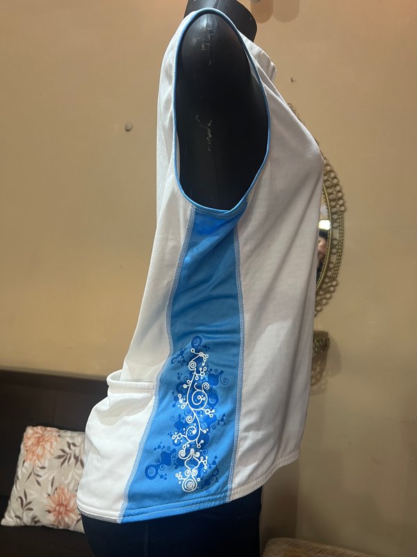 Camiseta Deportiva de Ciclismo Cannondale Blanca y Celeste - Talle G⁠
