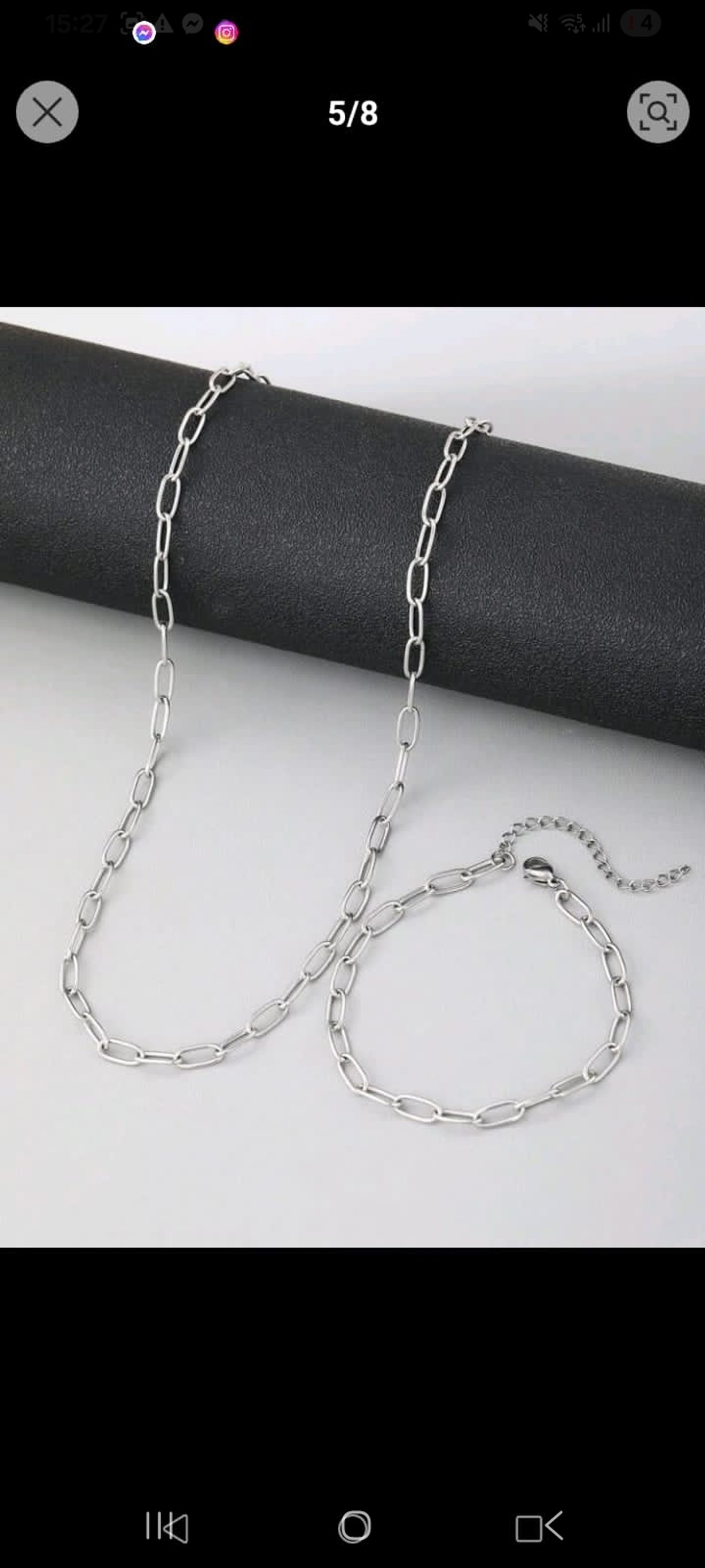 Set de 2 accesorios de acero inoxidable cadena y pulsera  - 2