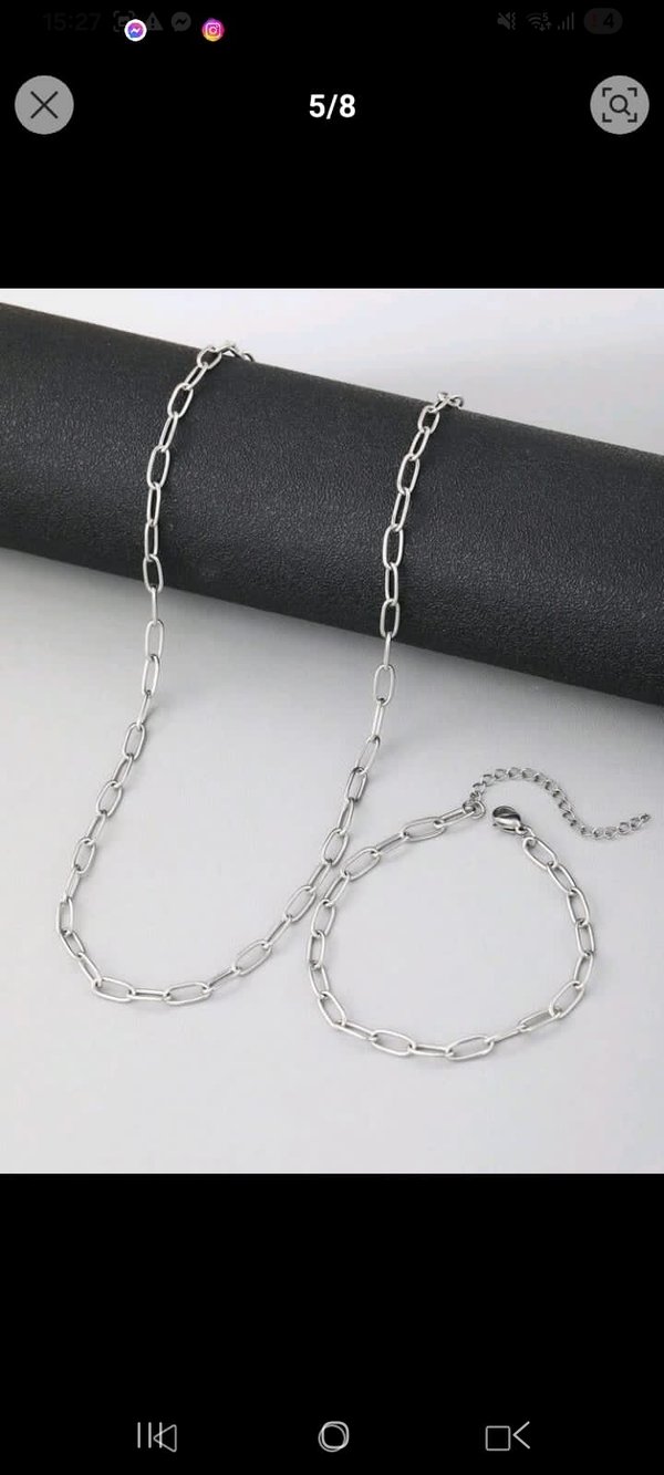 Set de 2 accesorios de acero inoxidable cadena y pulsera 