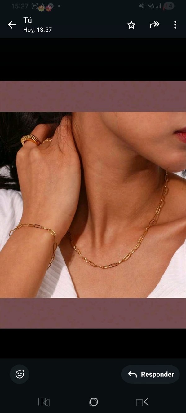 Set dorado dos accesorios de acero inoxidable 