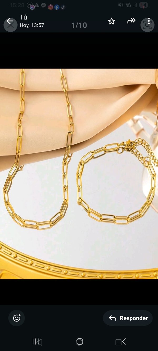 Set dorado dos accesorios de acero inoxidable 