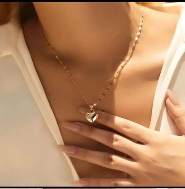 Cadena corazón de acero inoxidable chapada en oro 18K