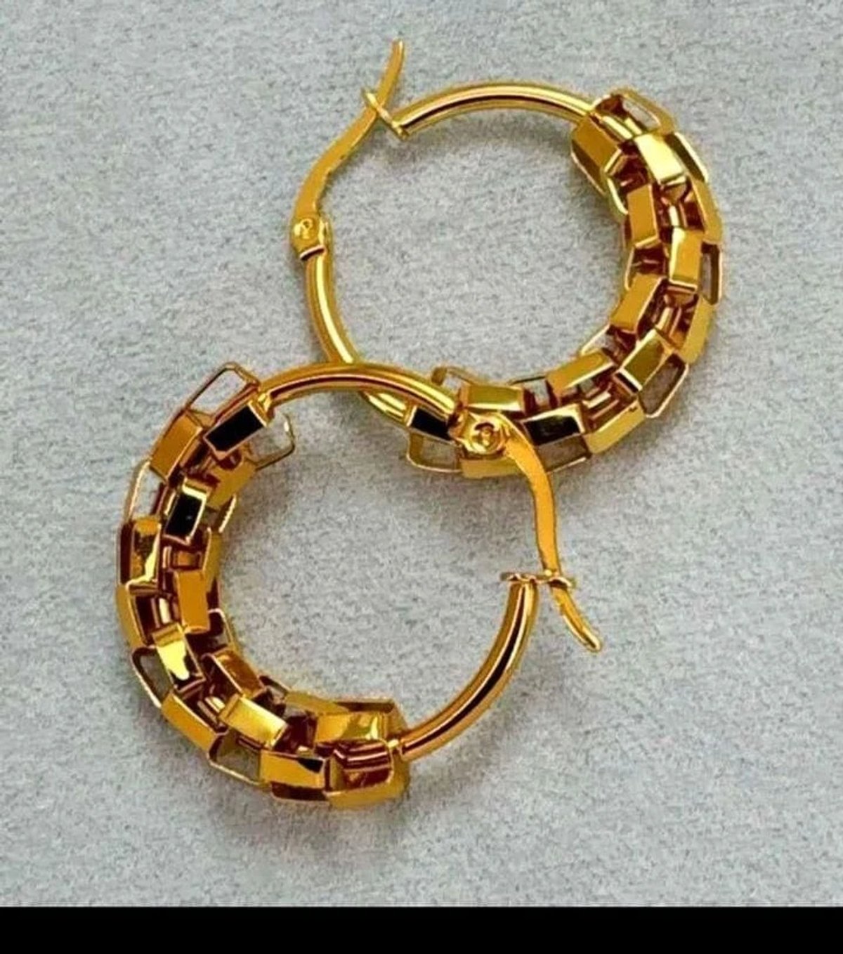 Aros de acero inoxidable chapado en oro 18 K, estilo 2 - 3