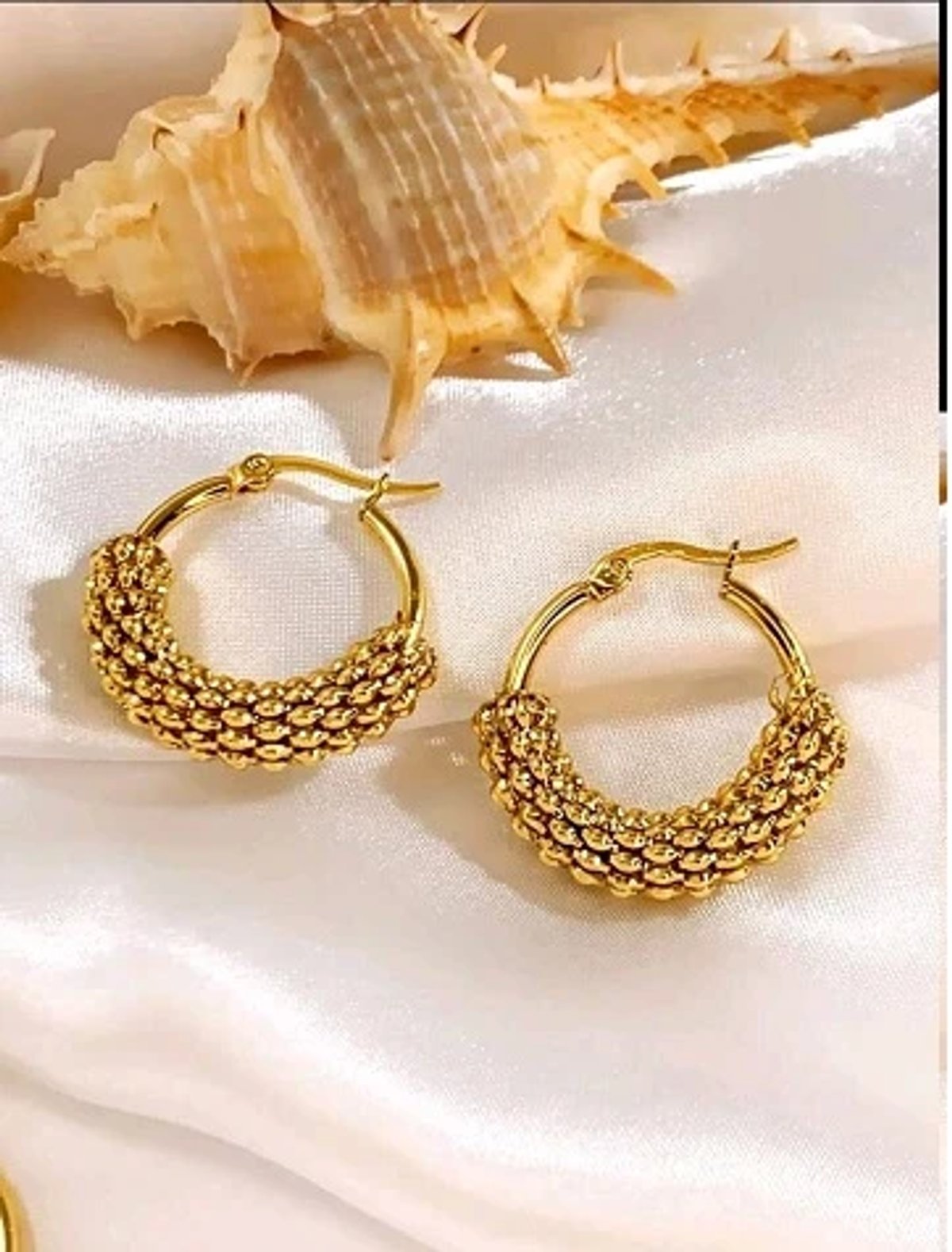Aros acero inoxidable chapado en oro 18, estilo 3