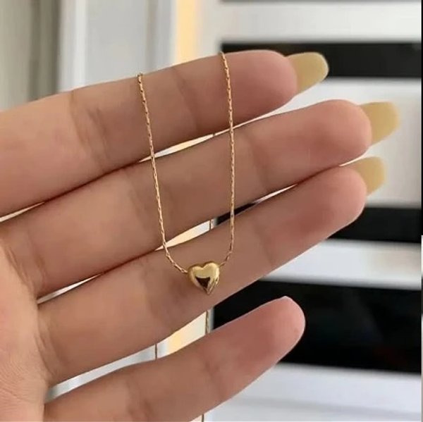 Cadena de corazón minimalista de acero inoxidable chapado en oro 18K