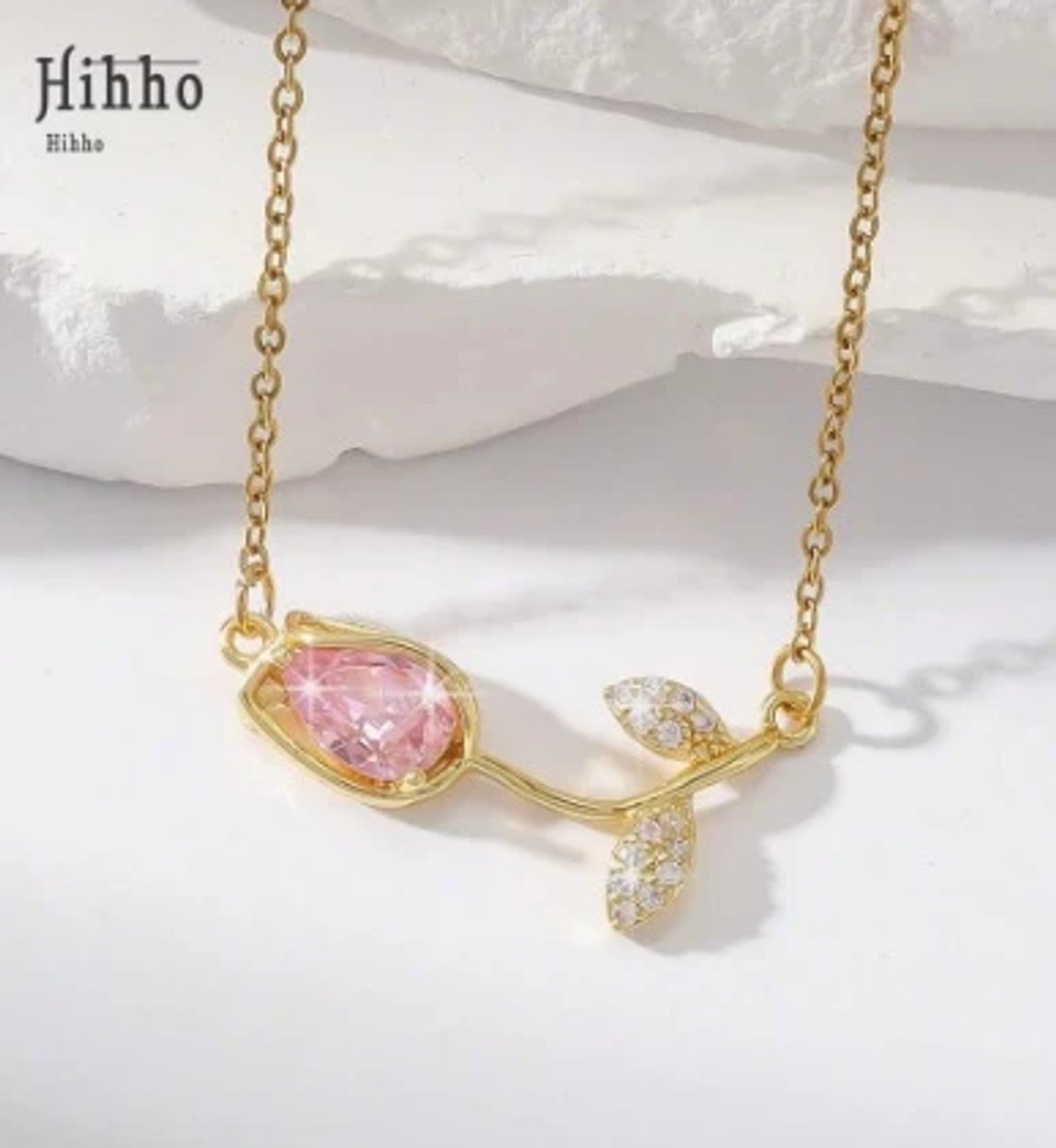 Cadena tulipán acero inoxidable chapado en oro 18K