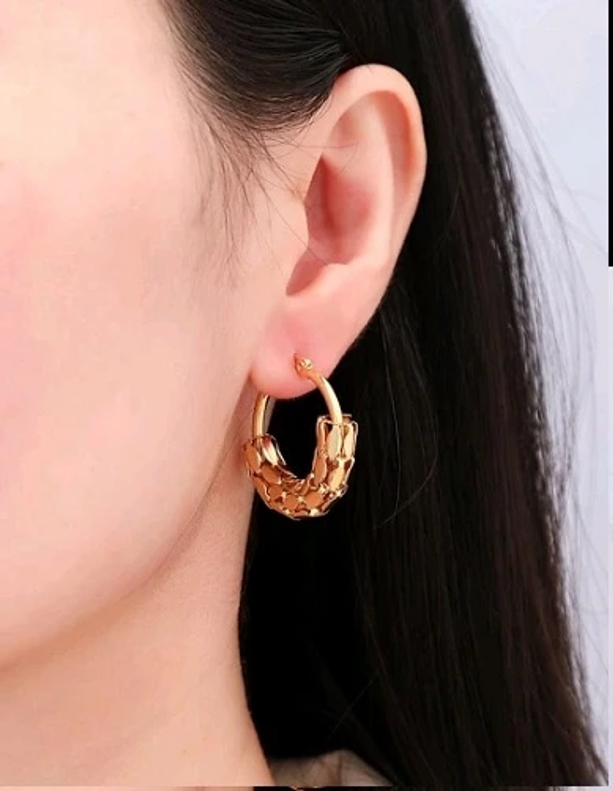 Aros de acero inoxidable chapado en oro 18 K, estilo 2 - 2