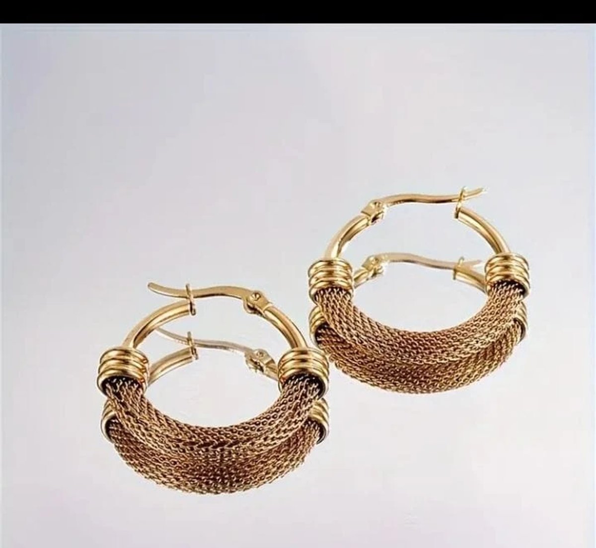 Aros de acero inoxidable chapados en oro 18 K estilo 1 - 3