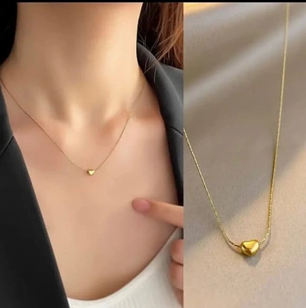 Cadena de corazón minimalista de acero inoxidable chapado en oro 18K