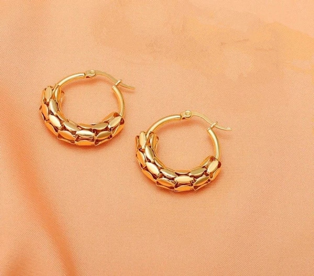 Aros de acero inoxidable chapado en oro 18 K, estilo 2