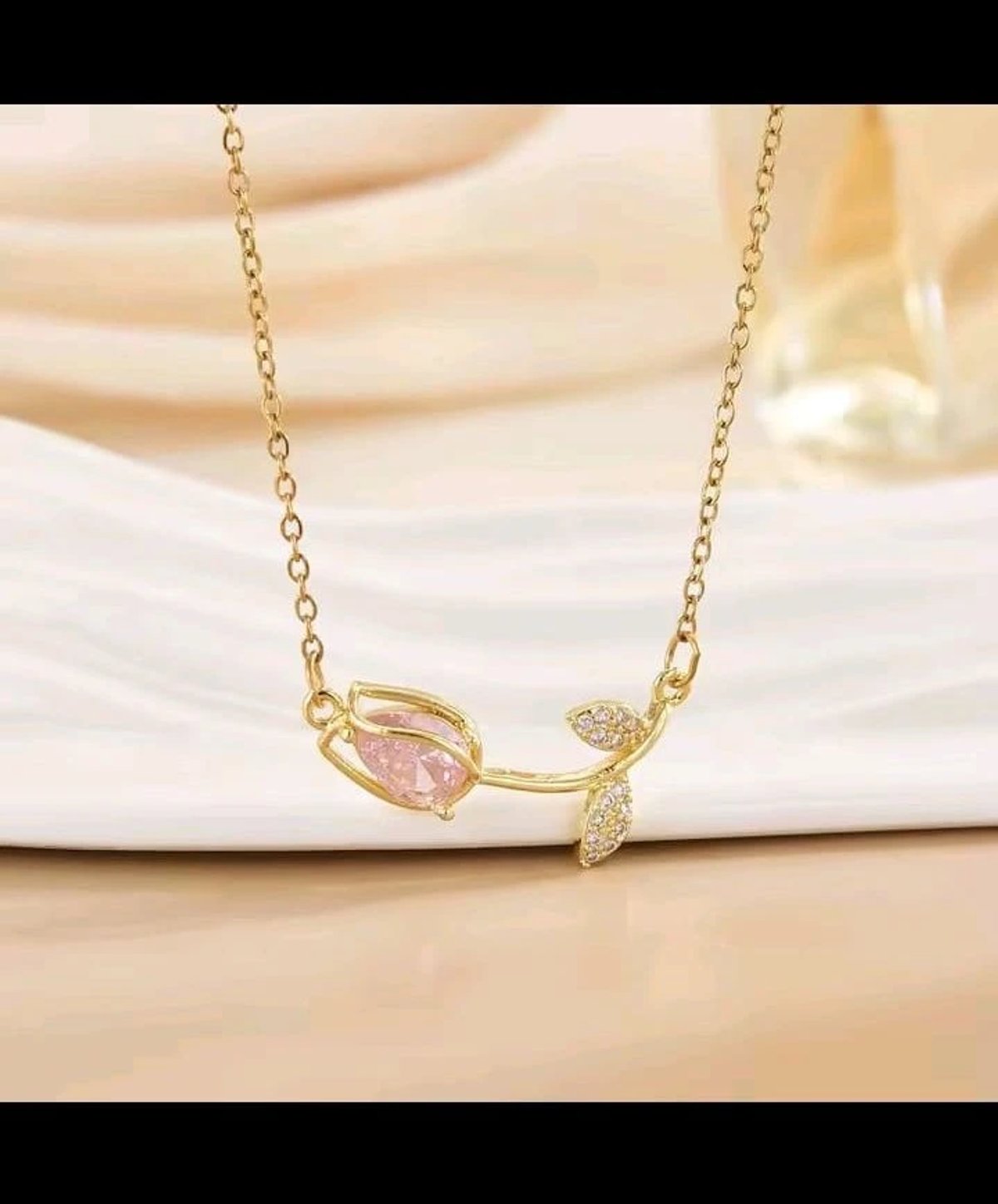 Cadena tulipán acero inoxidable chapado en oro 18K - 3