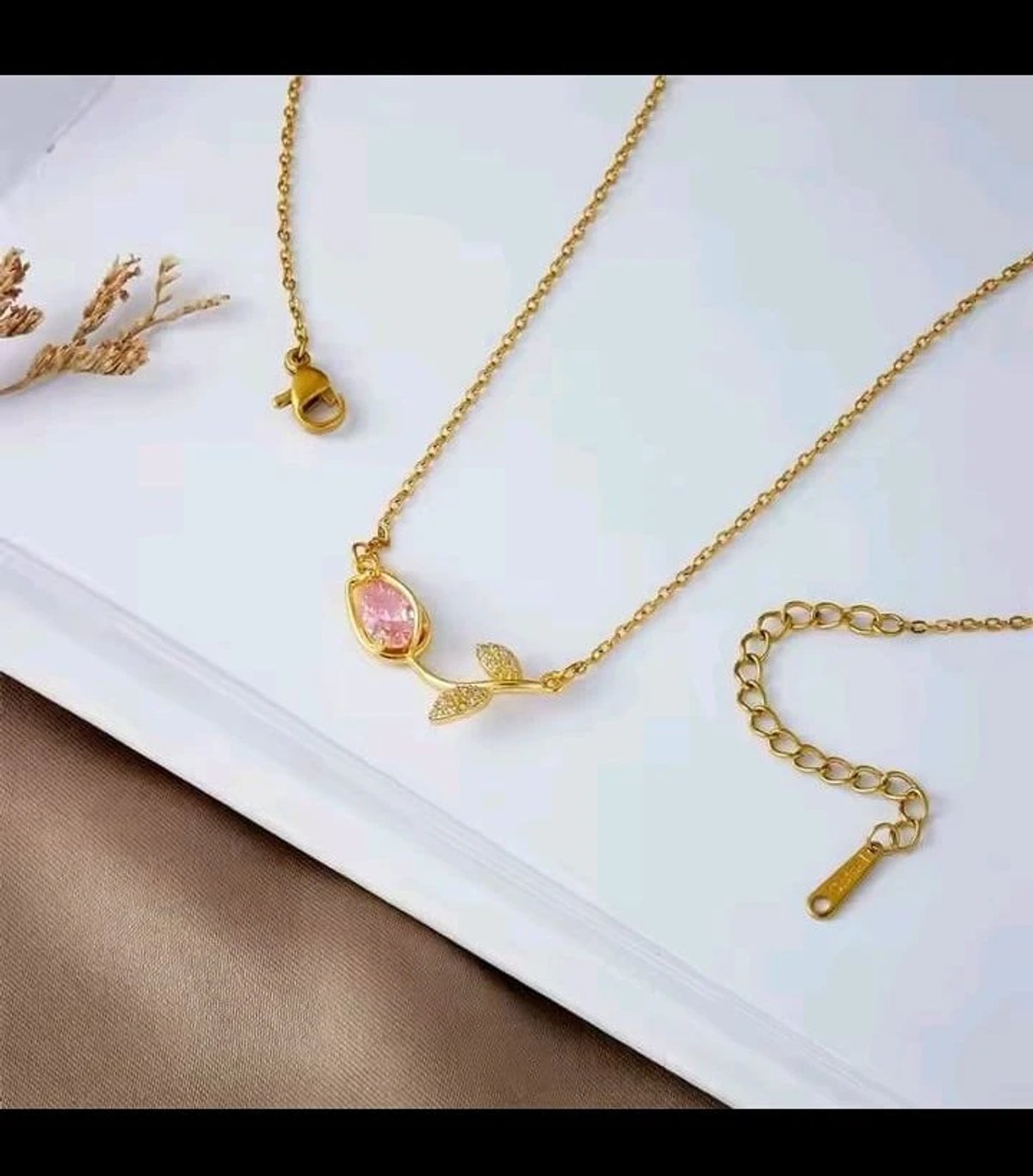 Cadena tulipán acero inoxidable chapado en oro 18K - 5