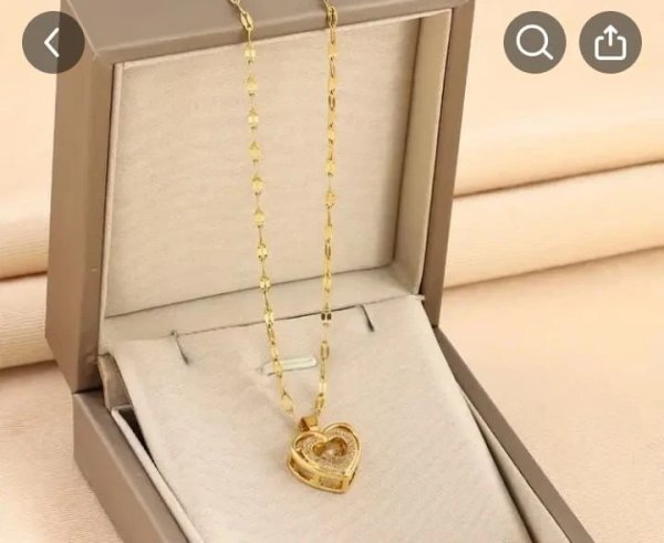 Cadena de corazón con strass de acero inoxidable chapado en oro 18K