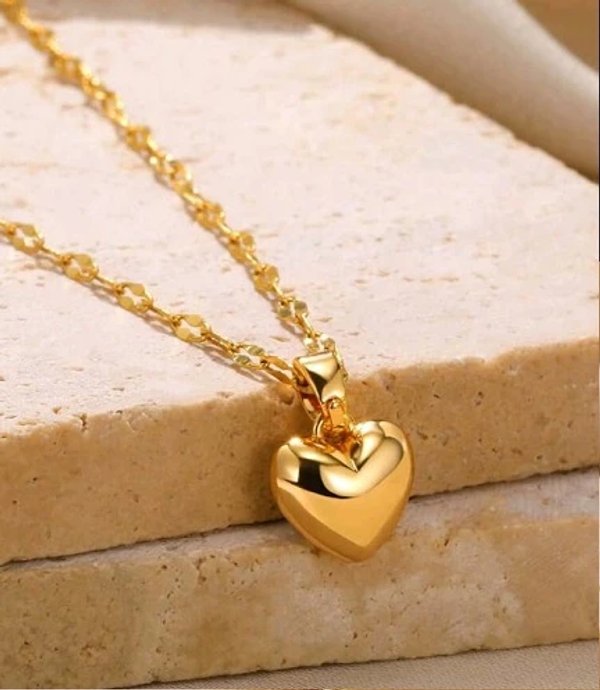 Cadena corazón de acero inoxidable chapada en oro 18K