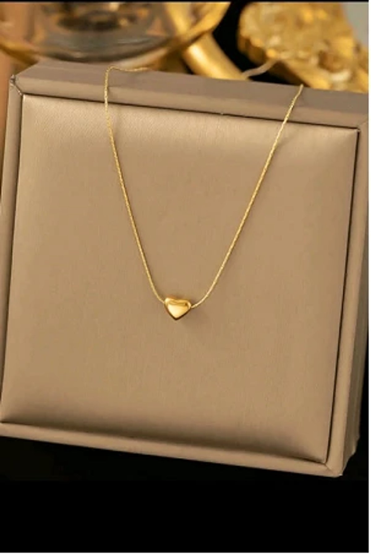 Cadena de corazón minimalista de acero inoxidable chapado en oro 18K
