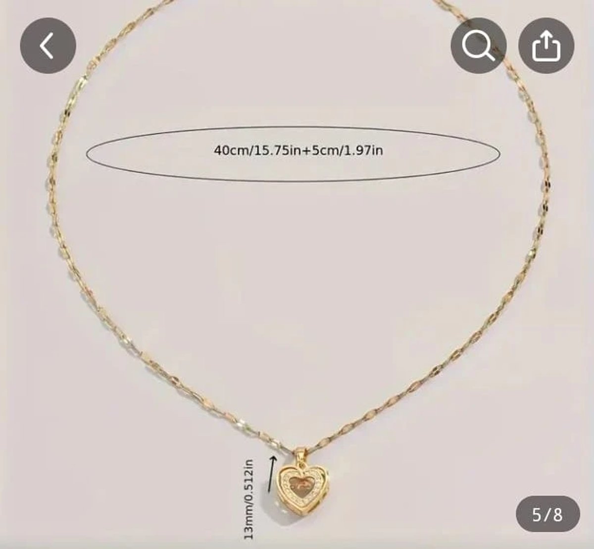 Cadena de corazón con strass de acero inoxidable chapado en oro 18K - 3