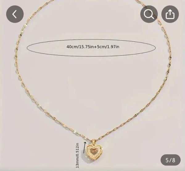 Cadena de corazón con strass de acero inoxidable chapado en oro 18K