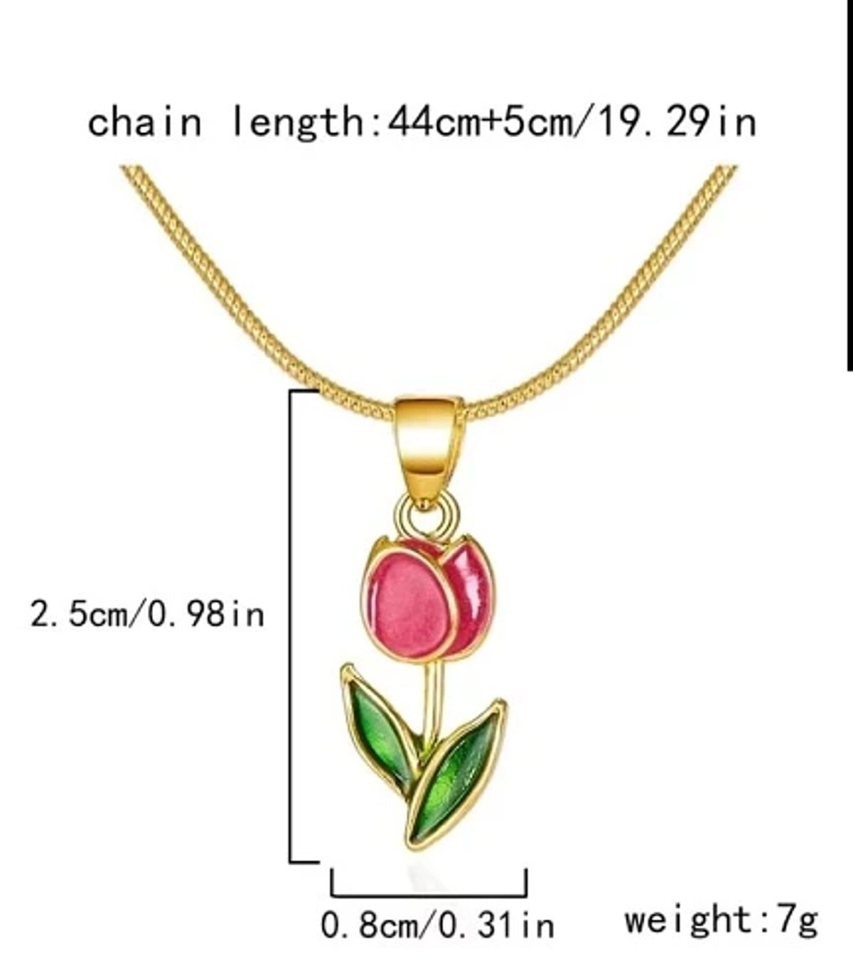 Cadena de tulipán rojo chapado en oro - 3