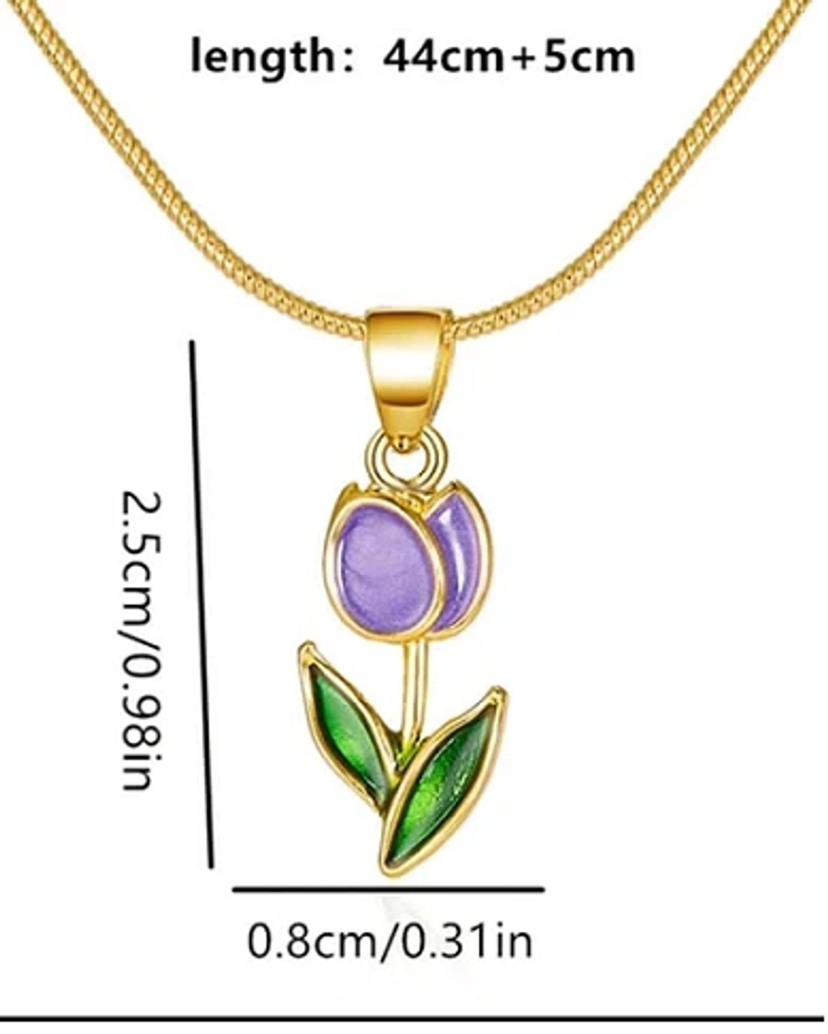 Cadena de tulipán lila chapado en oro - 3