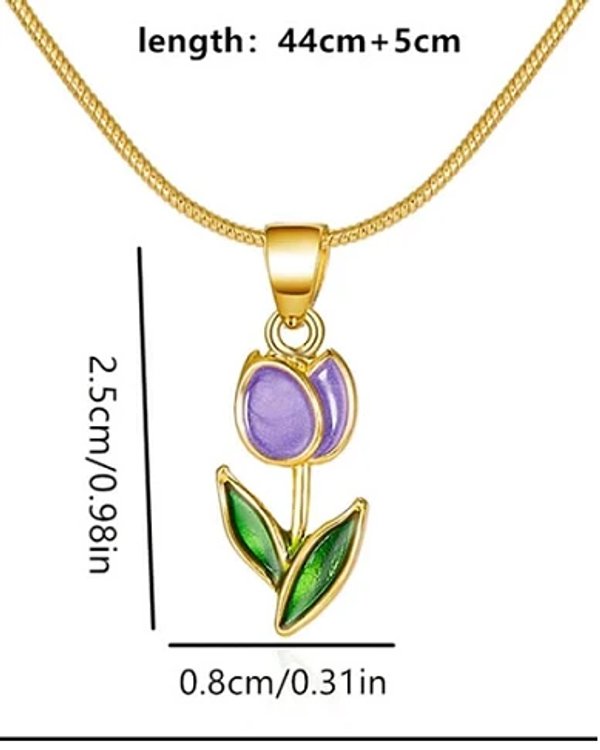 Cadena de tulipán lila chapado en oro